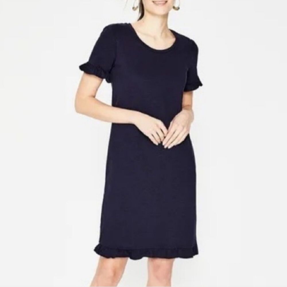 Boden Navy Ruffle Sleeve Tee Dress